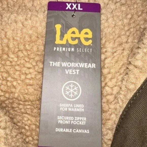 LEE MEN'S XX-Large SHERPA LINED WORKWEAR CANVAS VEST - Picture 7 of 7